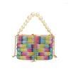 Evening Bags Colorful Bright Diamond Shoulder Bag Pearl Decoration Handbag Key Wallet Fashionable And Shiny 2024 Spring Women's