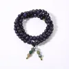 Strand yuokiaa vintage pedra natural corte lapis lazuli grânulo pulseira meditação cura yoga oração bênção jóias unisex