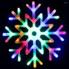 Julekorationer 1 st led snöflinga ljus utomhus lampa vattentätt Xmas Tree Pendant Drop Party Garden Plant Ornament med EU Plug