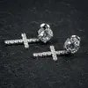 Fancy Jwellry/gioielli Au750 585 Solido 14k/18k Oro Moissanite Iced Round Stud Croce Ciondola Orecchini a cerchio per gli uomini