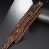 Charmarmband 2024 modesmycken vintage handvävd brunt läder armband manschett brett för män pulsera hombre