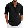 Camisas casuais masculinas designer primavera verão algodão linho cor sólida manga longa solta formal camisa simples