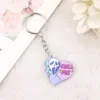 Keychains 1pc Halloween Heart Keychain Punk Ring mig akrylbil Skull Mirror Keyring Handväska Creepy Jewelry Charms