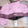 Quaitly Version complète Camellia Parapluie de grande marque Revêtement de colle noire Parapluie de protection solaire Ouverture automatique Pluie et pluie Boîte cadeau à double usage Parapluies