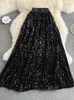 Jupes brillantes paillettes colorées Maxi Jupe femmes 2024 mode coréenne esthétique une ligne taille haute longue Femme Jupe Femme Etekler