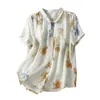 Женские блузки свободного кроя, летний топ, дышащая блузка, стильная повседневная рубашка, коллекция с лацканами и коротким рукавом