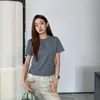 Camiseta para mujer Marca de diseñador 24 Principios de primavera Nueva letra Miu Toalla bordado Slim Fit Short Casual Manga de cuello redondo Camiseta de punto para mujer Top Fashion 0NHB