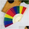 Inne świąteczne zapasy imprezowe Rainbow Hand Hand Holding Fan Silk Vintage Style Design Fani 831 Drop dostawa dom DH5FN DH5FN