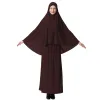 Set Ramadan Muslim Prayer Plagment 2 Piece Set Women Khimar Abaya Long Hijab kjol Full Cover Islam Clothes Burka Niqab Dress