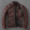 Vintage moto vestes hommes veste en cuir 100% véritable cuir de vachette manteau mâle Biker vêtements automne asiatique taille S-4XL M696 240228