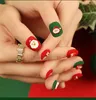 Uñas postizas 20 piezas Navidad afiladas uñas postizas cuadradas prensa en puntas cubierta completa usando parche artificial de arte terminado