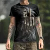 T-shirts voor heren Vintage Horror Skull 3D-print Heren T-shirt Zomer Klassiek Casual O-hals Korte mouw Mode Losse oversized tops T-shirt heren L240304