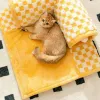 ペット猫用マットキャットトンネルベッド2in1猫ベッドプレイトンネルクラシック格子縞の取り外し可能な暖かい猫トンネルを傷つけるボールキャットベッド