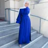 Dress Muslim Women Long Sleeve Hijab Dress Soft Satin Dubai Abaya Islam Kaftan Summer Prayer Long Robe Islamic Fashion Clothing