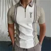 Poker Mens Tops Turn-Down Collar Dragkedjor Golf Letterkläder Män Kort ärm Tee Plain T-shirt Allmänt skjorta Löst andningsbar 240229