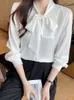 Damskie bluzki mody koszulki damskie bluzka z długim rękawem vintage praca swobodne topy szyfonowe eleganckie luźne kobiety biznesowe 2024