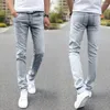 Herenjeans Middelhoge ritssluiting met knoopzakken Heren Slim Fit potlood-denimbroek Streetwear