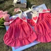 Vestidos moda coração vestido filhote de cachorro roupas para cães doces pequenos cães roupas para animais de estimação bonito primavera verão rosa menina respirável poodle