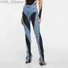 Jeans Jeans Creative Slim High Waist Split Deconstruct Panelled Patchwork Blue Denim 240304