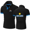 Herrpolos 2024 Men Ricard Summer Luxury T-Shirts Business Lapel Bekvämt Casual Fashion Short Sleeve Brand Clothing Tops