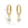Dangle Earrings Crmya Gold Plated Hoop Clip for Women Fashion Cz Zircon 4pcs/set girl arring arring accessories 2024 المجوهرات بالجملة