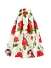 Skirts 2024 Korean Vintage Elegant Women Red Rose Birds Embroidered High Waist Long Jacquard Midi Skirt Spring Outfit Customized