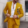 Abiti da uomo Lino di alta qualità da sposa Uomo Slim Fit Giacca di lusso Pantaloni 2 pezzi Set monopetto Lino Trajes Elegante Para Hombre