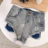 Shorts 2023 Nya ankomst kvinnor denim shorts hål sexig nattklubb pole dans heta jeans hög midja korta kläder pantaloner cortos