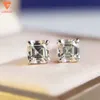 새로운 디자인 패션 보석 1ct D VVS Asscher Moissanite Stud Earring 18K White Gold Plated 925 Silver Earrings Women Luxury