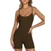 Women's Shorts Women Bodysuit Spaghetti Strap Round Neck Tight Sleeveless Going Out Jumpsuit For Yoga Gym Sports Club