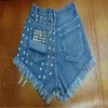 Women's Jeans Jeans Waisted Jeans Fashion Hole Jeans Rivet Short Drop Shipping 240304