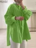 Tops ZANZEA mode femmes Blouse élégant solide ample chemisier musulman dubaï turquie Blusas automne élégant à manches longues à lacets vert hauts