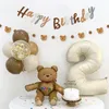 Party Decoration INS Happy Birthday Letters Banner Kids 1st Brown Bear Paper Garland Flag Boy Girl Baby Shower Supplies