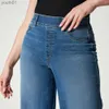 Jeans pour femmes Jeans à jambes larges cousus sur le devant pour femmes, taille élastique, Denim extensible, évasé, taille haute, Baggy Bell Bottom Jeans 2307242 240304