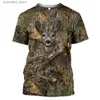 Herren T-Shirts Camouflage Jagd Tiere Wildschwein 3D T-Shirt Sommer Freizeit Herren T-Shirt Mode Straße Damen Pullover Kurzarm Jacke L240304