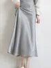 Rokken Y2K Effen Satijnen Rok Voor Vrouwen 2024 Zomer Losse Hoogte Taille Lange Vrouwelijke Elegante Strand Streetwear Maxi