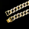 Colar Cubano Stock 15 mm breite kubanische Kette aus Legierungsmaterial mit Diamant Miami Hip Hop Schmuck Halskette