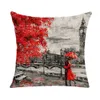 Chair Covers Romantic Paris red lover linen pillowcase sofa cushion cover home improvement can be customized for you 40x40 50x50 60x60 45x45