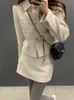 Set due pezzi di tweed coreano moda per donna Giacca corta a maniche lunghe autunno Aline Mini gonna adatta vintage 2 abiti 240226