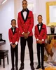 Notched Lapel Ring Bearer Boy039s Formal Wear Tuxedos One Button Children Clothing For Wedding Party Red Jacket Black PantsB5940338