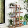 Altri edifici da giardino Supporto per piante in legno a 6 livelli Supporto per piante in legno carbonizzato Espositore per fiori Portavasi per fiori Banco per esposizione bonsai Patio She YQ240304