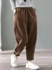 Women's Pants Veet Warm Winter for Women Elastic Waist Corduroy Harem Pant Loose Solid Pockets Oversize Streetwear Trousers