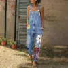Jeans femme Denim bleu salopette combinaison barboteuses ceinturée impression poche dame ensemble mode femme combinaison 240304