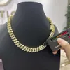 Hip Hop Jewelry Custom VVS Lab Diamond Mossinate Chain Men 14K Gold Vermeil 15mm Prong Cuban Link Chain Moissanite