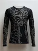 3D baskı iskelet kafatasları desen tişörtler erkekler uzun kollu gündelik moda tshirt üst sweatshirt nefes alabilen sokak kıyafetleri gevşek tees 240226