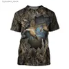 メンズTシャツカモフラージュダック3D印刷Tシャツメンズサマーファッションカジュアルウェア短袖TシャツXS-6XL L240304