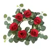 Decorative Flowers Candle Ring Wreath Artificial Rose For Dinner Restaurant Holiday