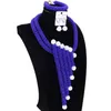 Dudo boa qualidade prata/azul real/fúcsia luxo cristal frisado colar brincos pulseira moda feminina africana conjunto de jóias de festa