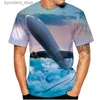 남자 티셔츠 새로운 비행기 3D 프린트 티셔츠 항공기 스트리트웨어 남성 여성 패션 대형 짧은 슬리브 티셔츠 셔츠 아이 티 탑 남자 의류 l240304