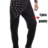 Stage Wear Men Costume Hip Hop Rivet Pants DJ Gogo Singers Dancer Performance Clothing Nightclub Pole Dance Rave Clothes DNV10480